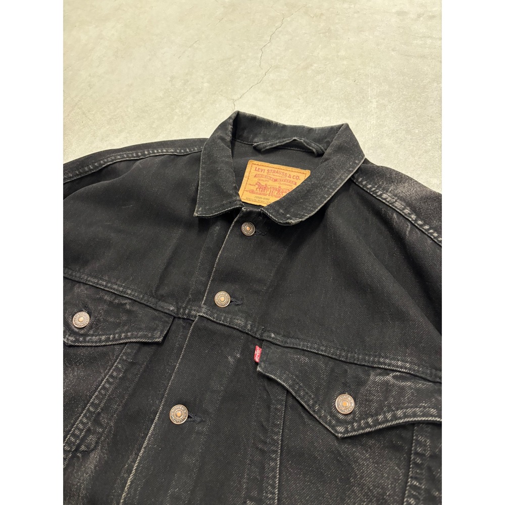Levis 75525-0260 Black Denim Trucker Jacket Vintage Mens XL Faded Wash - Picture 3 of 8